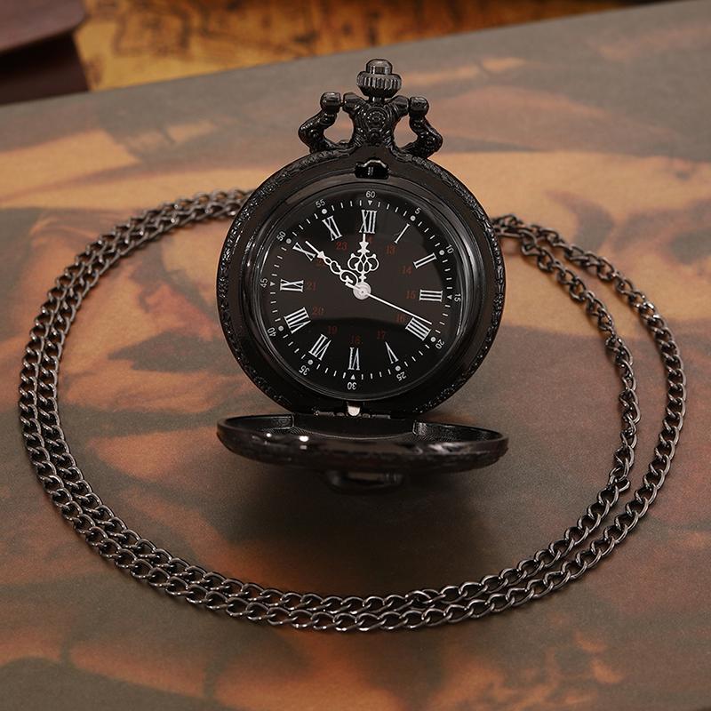 1 шт. модные классические черные мужские часы с кварцевым ожерельем и подвеской — фото 6