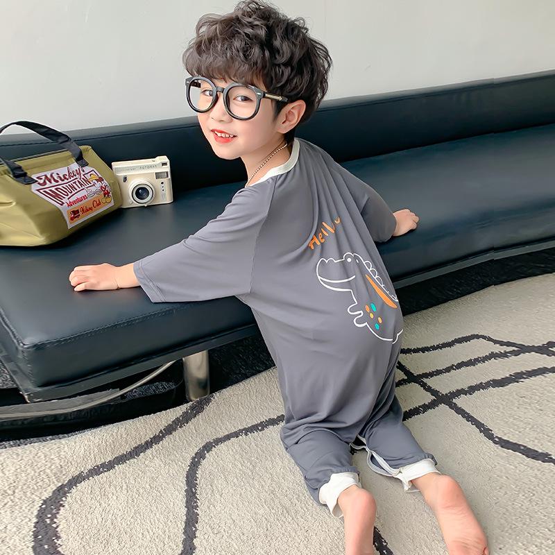 Boys' Spring & Autumn Modal Pajamas - Short-Sleeve Cartoon Sleep Bag for Baby Boys