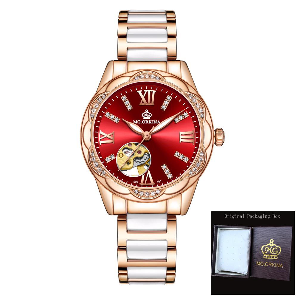 ORKINA New Women's Skeleton Automatic Mechanical Watch Luxury Brand Female Wrist Watch Wedding Gift
