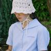 NONLOCAL Strap Paper Knit Bucket Hat - Ivory