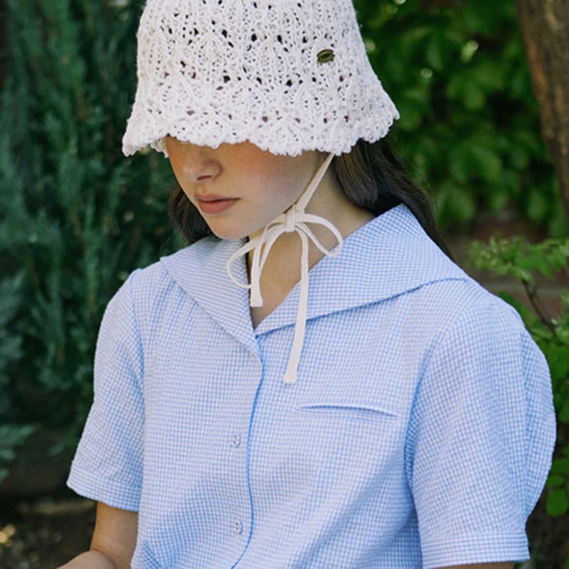 NONLOCAL Strap Paper Knit Bucket Hat - Ivory