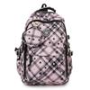 Large Capacity Plaid Backpack Women's Star Printed Student School Bag with Coin Purse