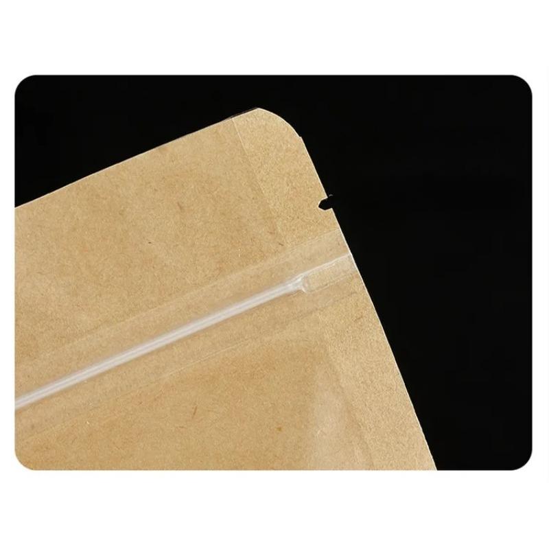 100pcs Thick Front Transparent Kraft Paper Bag Nut Tea Self-standting Ziplock Package Bag Zip Lock Plastic Display Window Bags