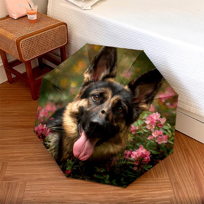 1 PC Automatic Folding Umbrella - German Shepherd Pattern, Portable & Foldable Design with 8 Ribs, Christmas Birthday Gifts