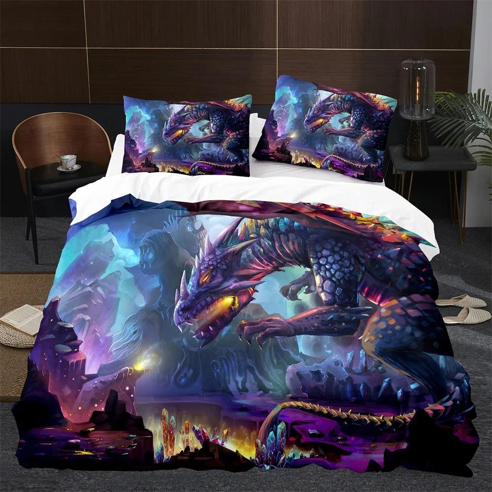 BCartoon Dinosaur Duvet Cover King Queen Size Jurassic World Theme Bedding Set for Kids Boys Ancient Animal Polyester Quilt Cove