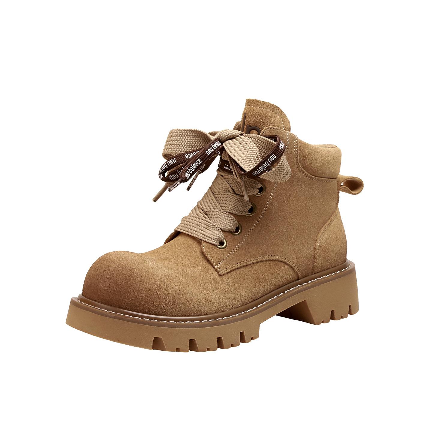 

Cowhide version~ genuine leather thick-soled polished Martin boots women s 2025 new British style versatile mandarin duck shoelaces short boots 35