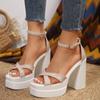 New Fashion Women Pumps Retro Mary Janes Chunky Heels Sandals Spring Platform Dress Party Wedding Basic Shoes Woman Big Size