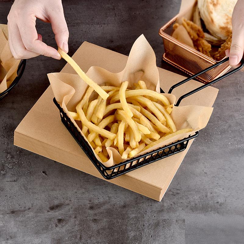 50Pcs 22x22cm Oil-proof Paper Disposable Food Wrapping Paper French Fries Burger Barbecue Oil Waxed Papers Tray Placemat Papers