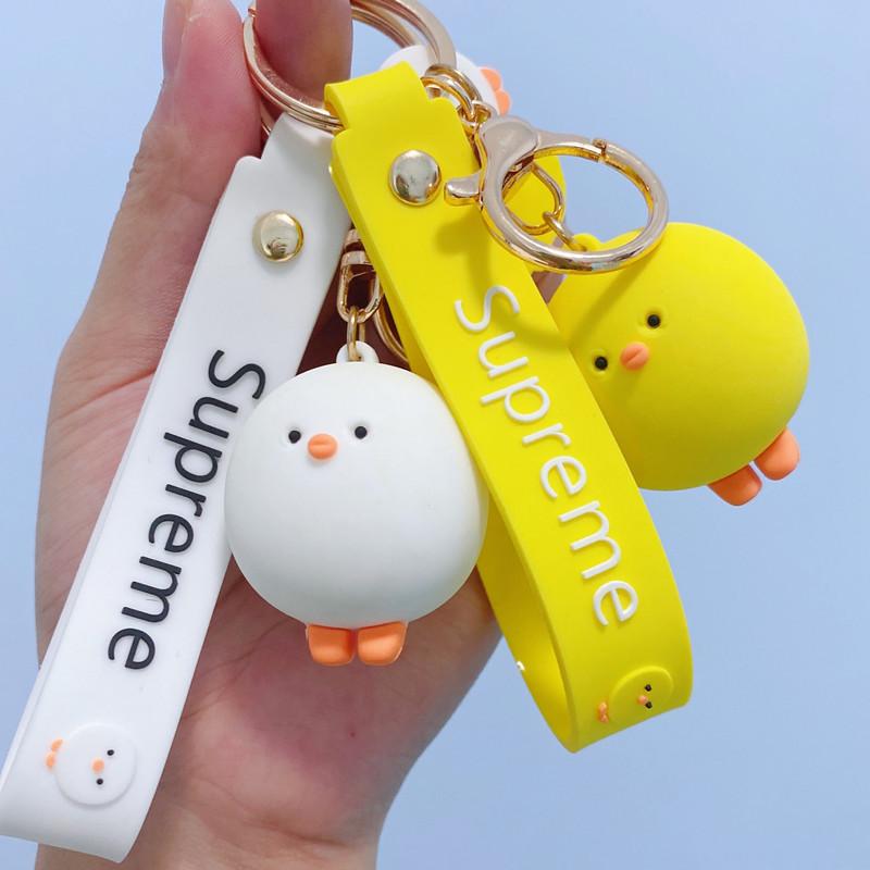 Porte-clés Poulet Mignon Créatif Pendentif de Sac Porte-clés de Voiture Poupée de Dessin Animé
