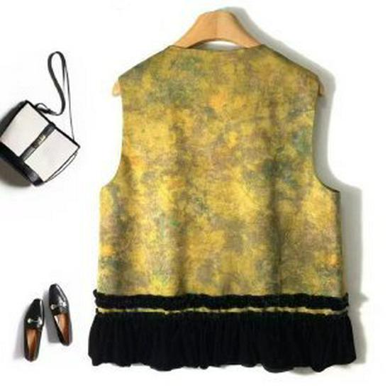 

2026 New Style Chinese-Inspired Spring Vest for Middle-Aged & Elderly Women 5XL жовтий