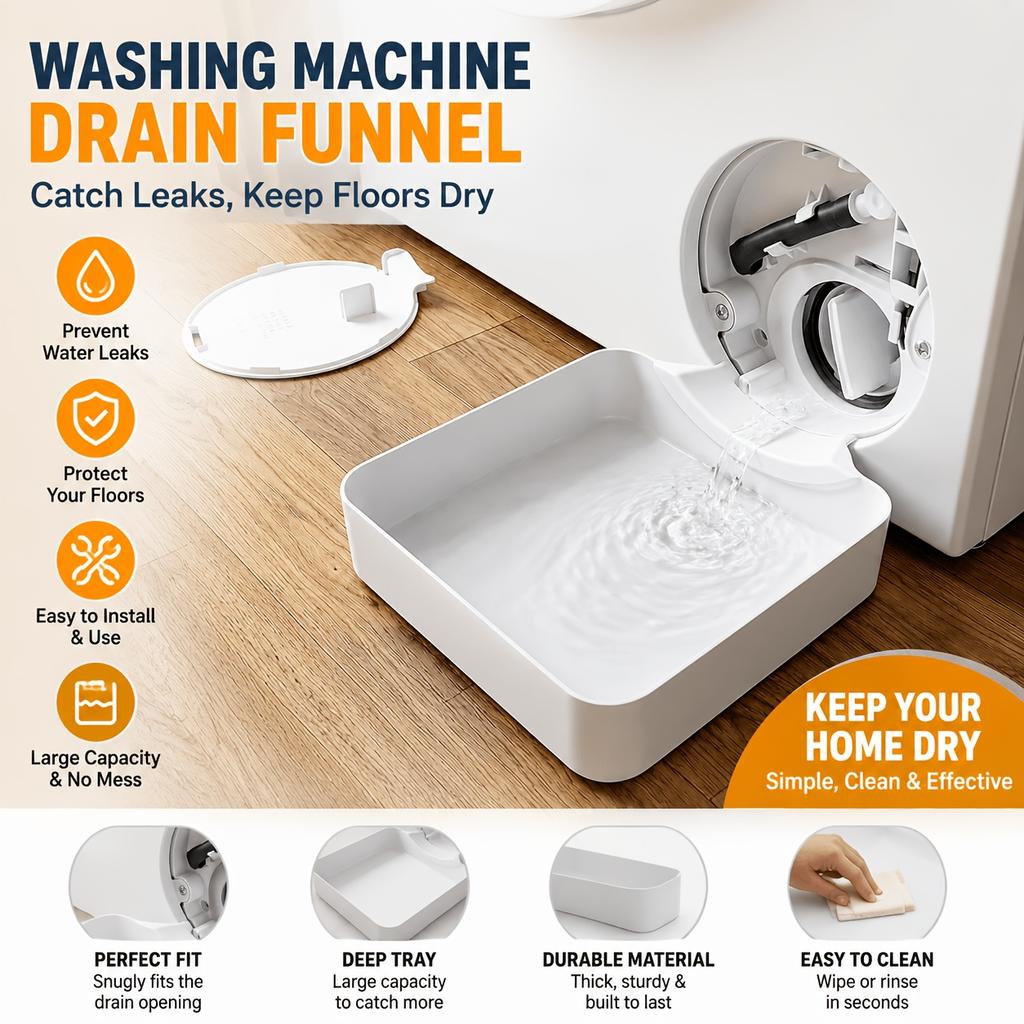 Washing Machine Drain Tray Universal Drain Funnel Proof Tray Front Load Washer Drip Catcher Base Water Collection Catch Tray