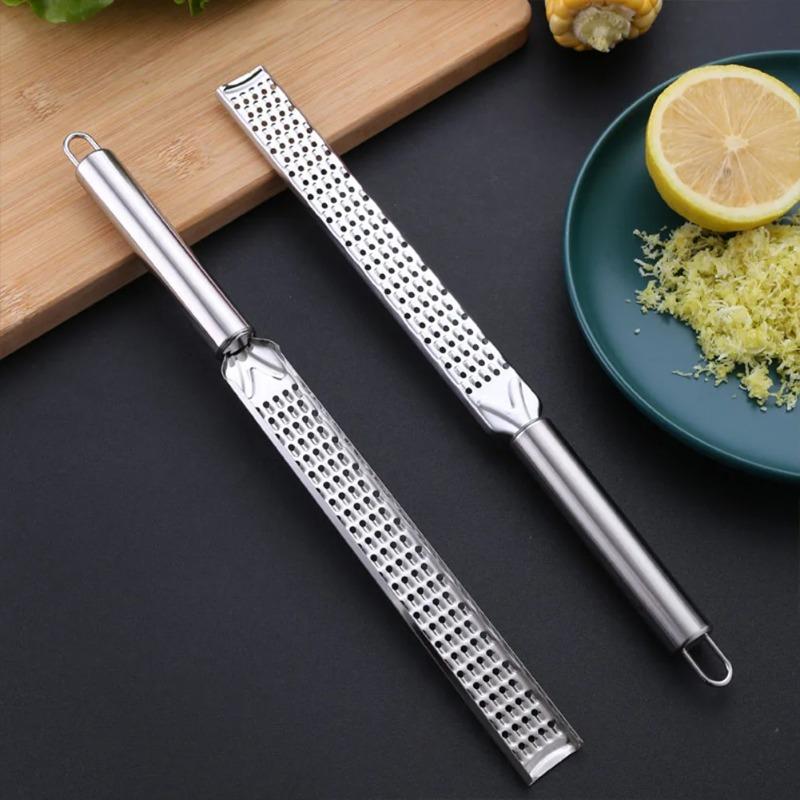 Stainless Steel Long Handle Cheese Grater - Multi-functional Kitchen Tool for Grating Cheese, Potatoes, and Lemon Zest