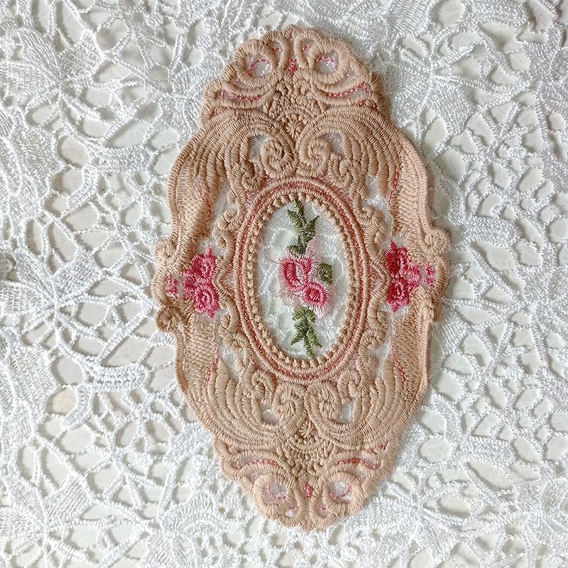 Oval Coaster European Lace Embroidered Dining Table Mat Decorative Fabric Coffee Table Mat Embroidery Retro Heat Insulation Weaving