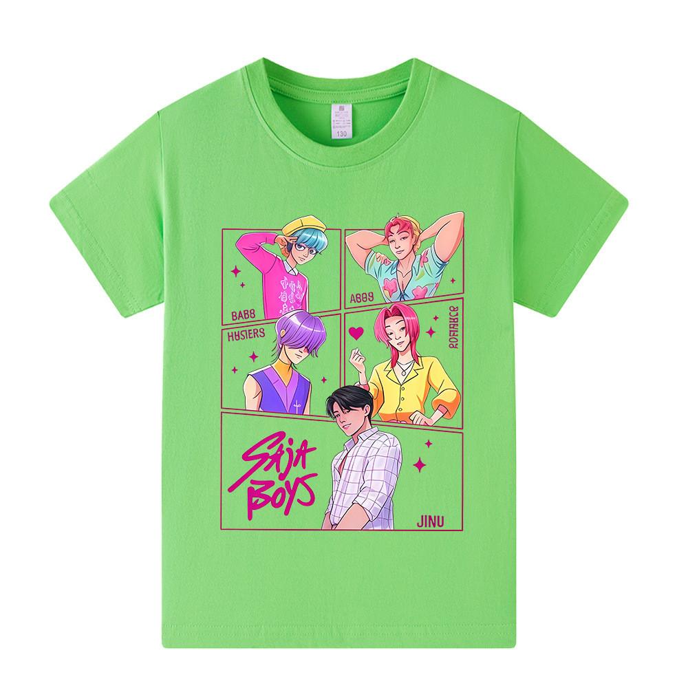 A1217 Kids Boys Girls Sajaboys Kpop Rumi Zoey Mira Print Short Sleeves T-shirt