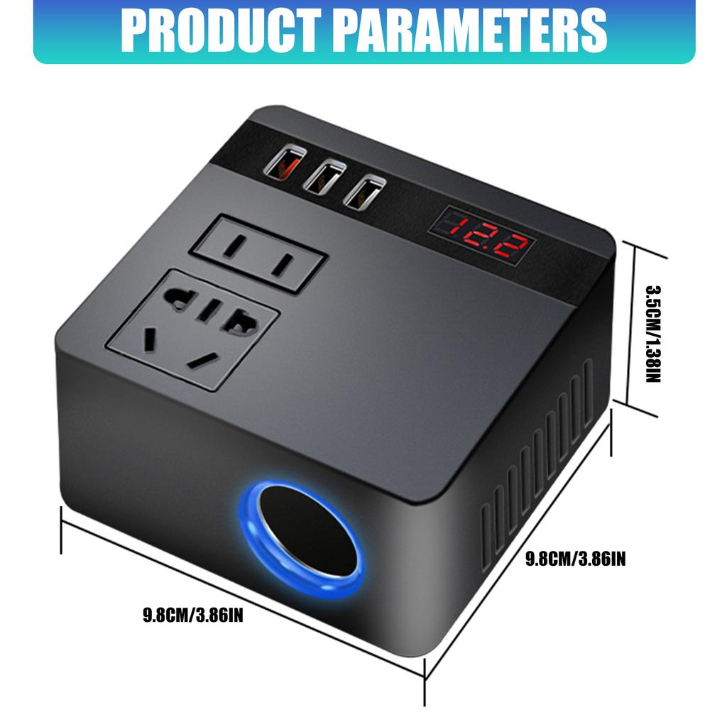 12V 24V To 220V Car Power Inverter 150W With 3 USB Ports Power Adapter For Mobile Device Rapid Charging