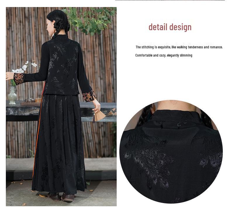 Dámská vyšívaná vesta etnického stylu se stojáčkem a žabkovým zapínáním