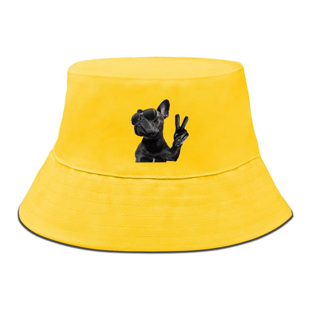 Cool Dog Wear Glasses Print UV Protection Bucket Hat Solid Bucket Hats Man Warm Fisherman Ideal Choice For Hiking Summer Hat