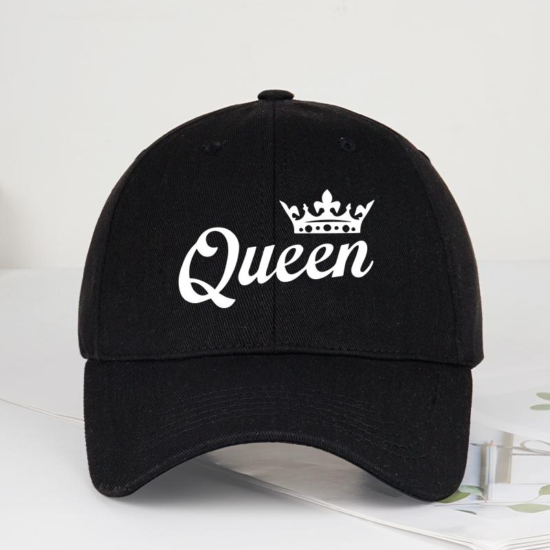 King  Queen Crown Print Couple Baseball Caps RoUnisextic Fashionable Versatile Daily Commute Dates Couple Gifts Valentines Da