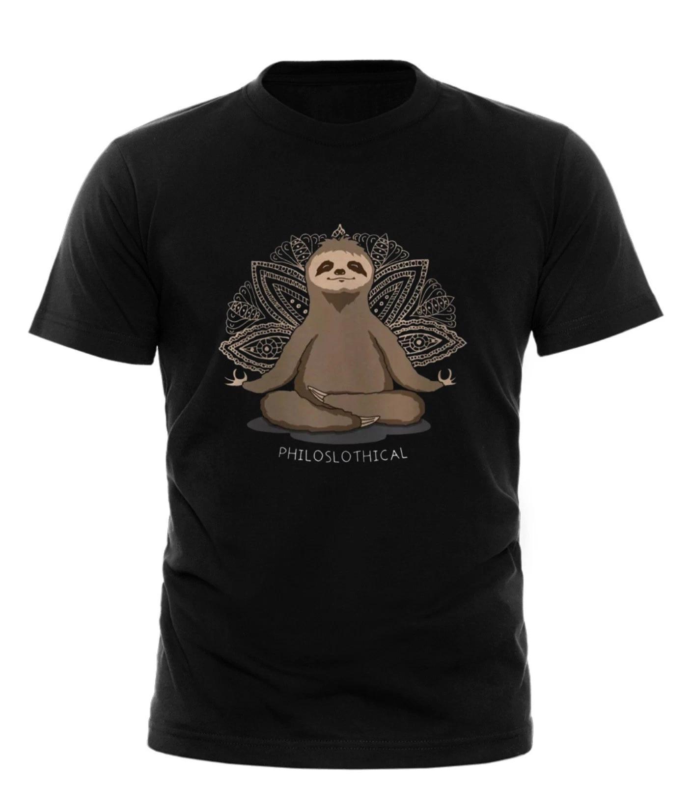 Philoslothical Funny T-shirt Gift Hot Yoga Sloth Meditate Pilates unisex T-shirt L