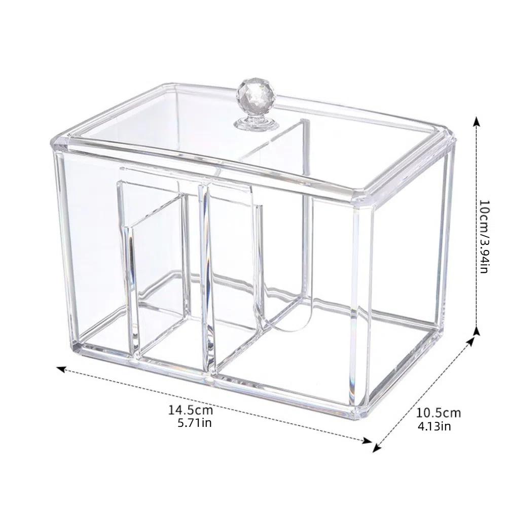 Acrylic Cotton Swab Storage Box with Cover Cosmetic Stand Tampon Organizer Dispenser Bathroom