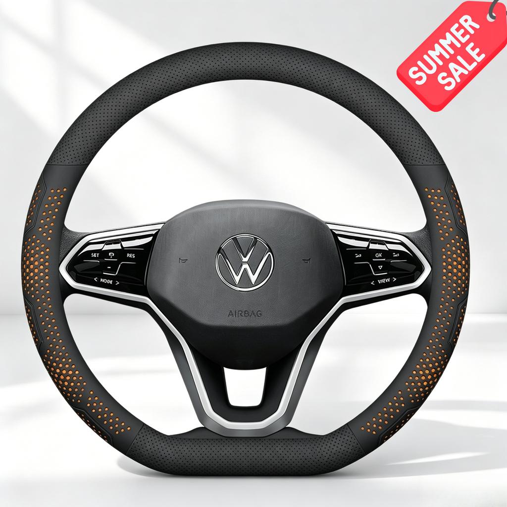 Lightweight Steering Wheel Cover No Sticky Hands Comfortable Grip Anti-Slip 15 Inch For VW Tiguan T-Roc ID.4 3 Tayron Atlas Taos hew8