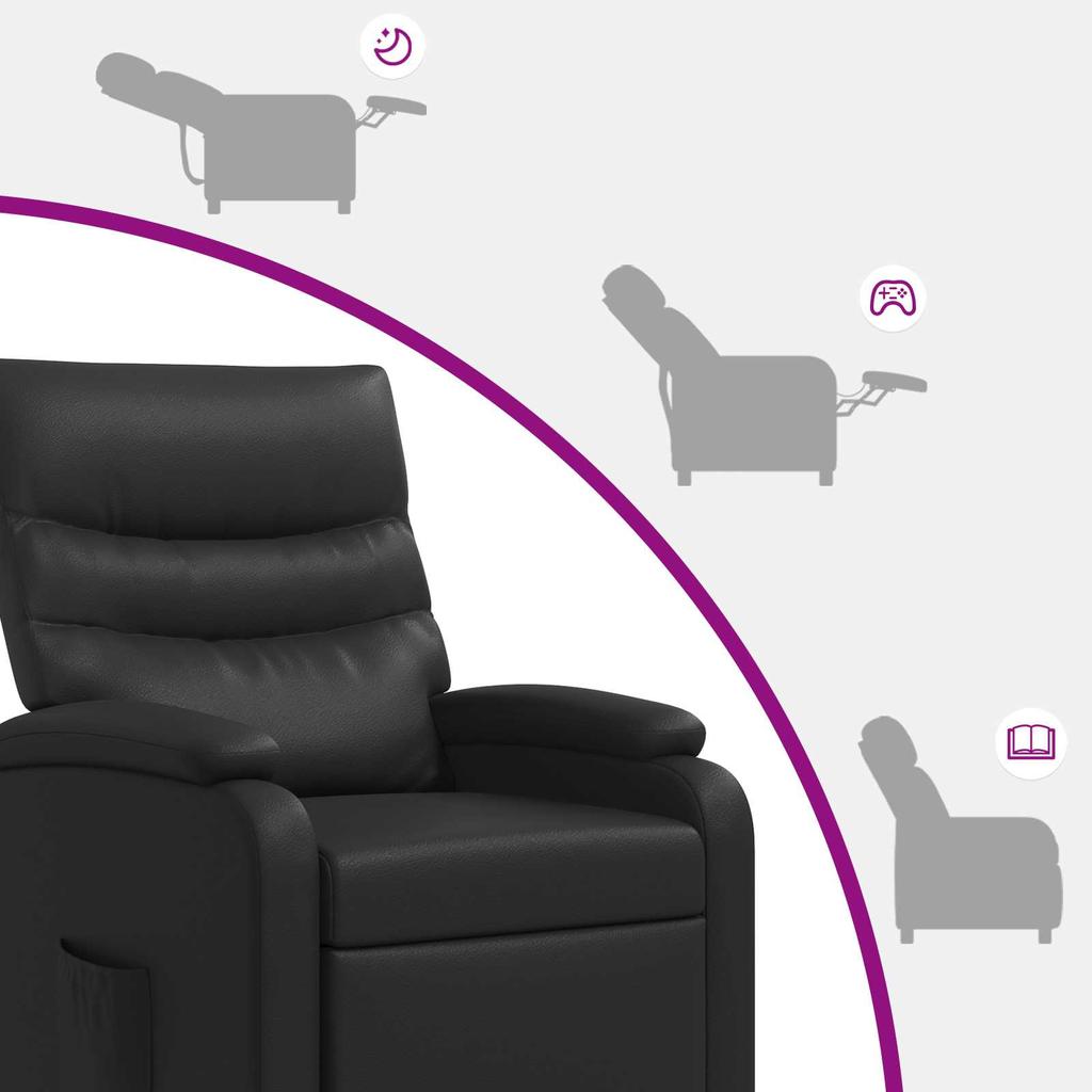 Massage Recliner Chair Black Faux Leather