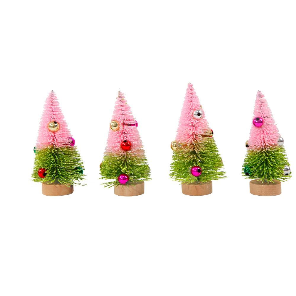 4pcs Plastic Mini Christmas Tree Gradient Artificial Xmas Pine Tree  Party Favors