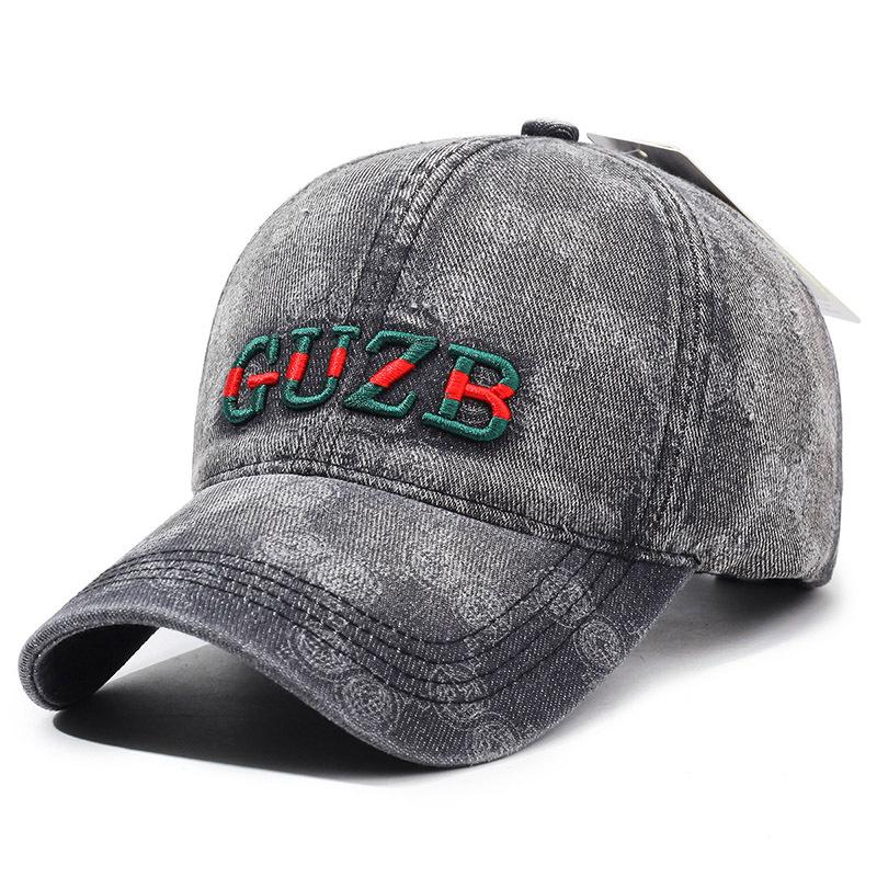 New embroidered letter denim baseball cap men's and women's big head circumference cap outdoor leisure sunscreen