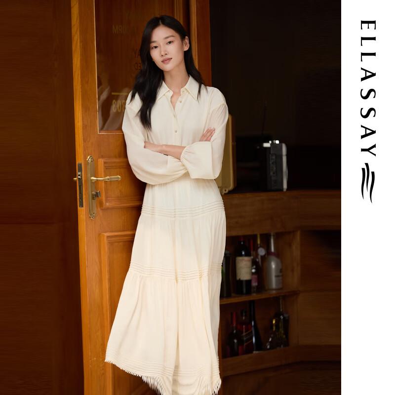 

ELLASSAY 2025 Early Autumn Lyocell Lace Hem Shirt Dress L