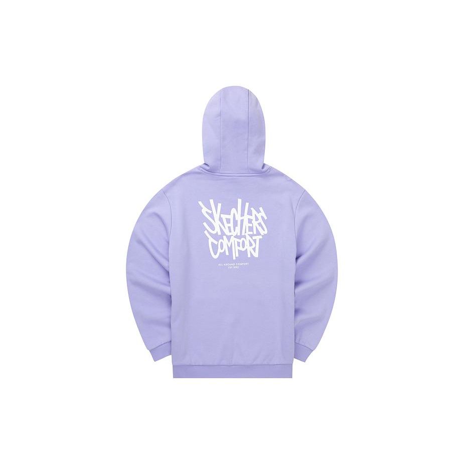 Skechers Hooded Fleece Thick Sports Pullover Sweatshirt Unisex Sweatshirt Sweet-Lavender L322U105-01DU