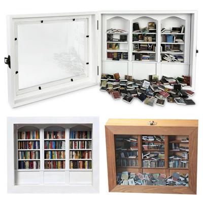 Anxiety Relief Mini Bookshelf Realistic Miniature Bookshelf Ornament with 300 Pcs Mini