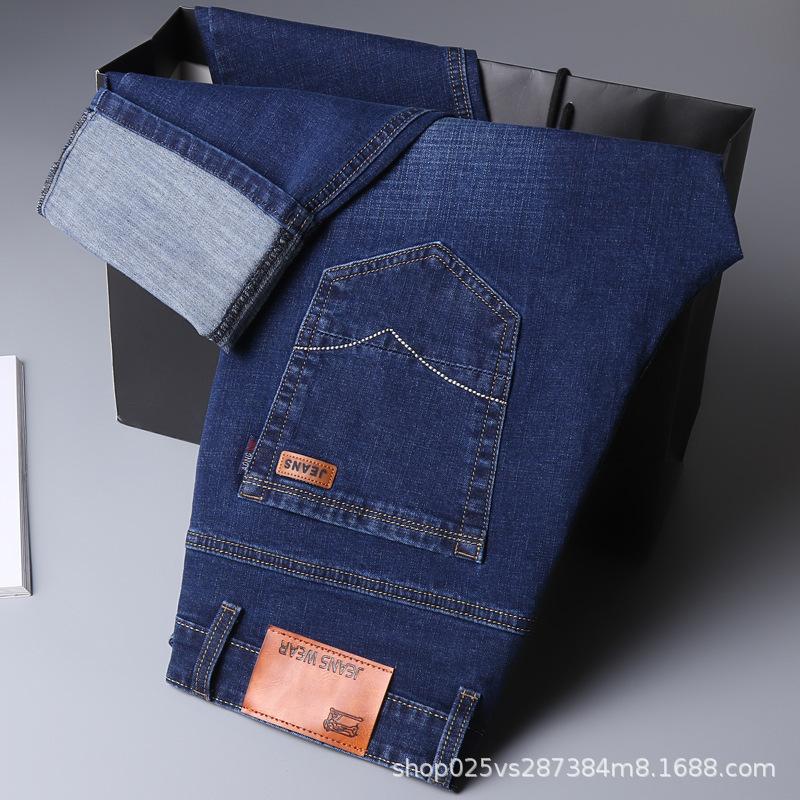 Modische Jeans Herren Frühling und Sommer Neue Hosen für Männer mittleren Alters Lockere Gerade Herrenhosen Business Vielseitig Elastisch Dünne Sektion Hosen