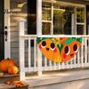 Semicircular Autumn Party Supplies Fall Bunting Fan Flag for Outside, 1.5 X 3ft Turkey Pumpkin Maple Eucalyptus Leaf Holiday Pattern Hanging