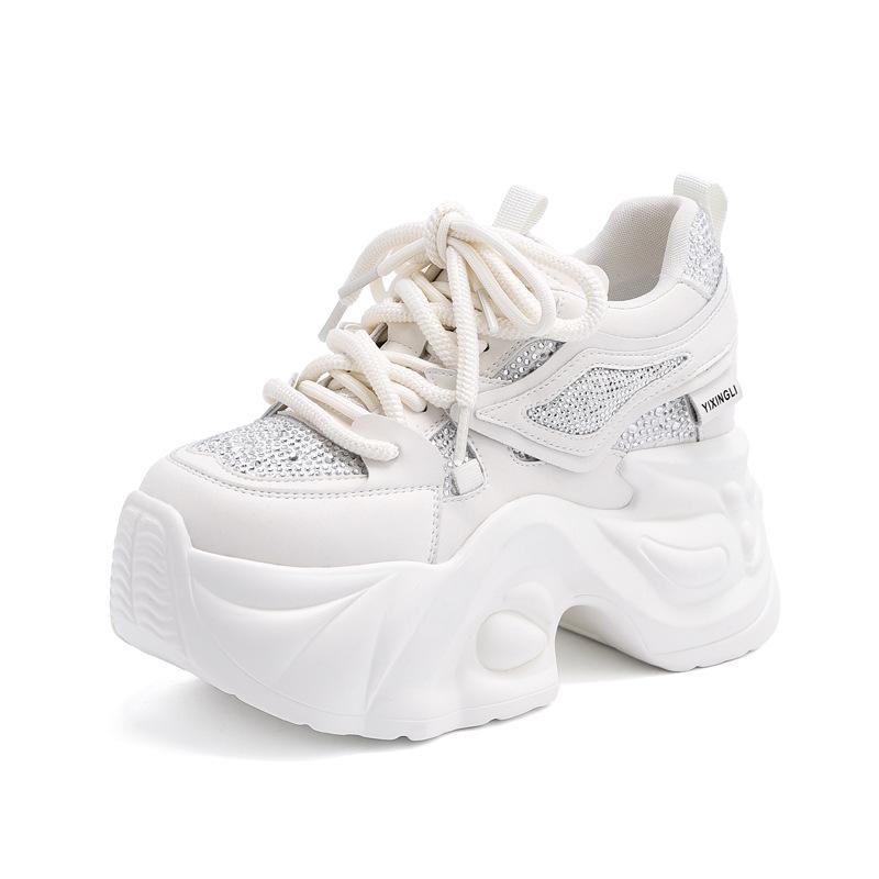 

Thick-soled high-heeled daddy shoes women s new spring height increase and versatile trendy small casual shoes 39 білий