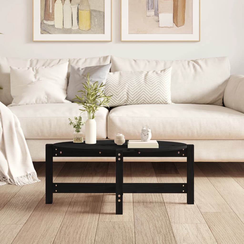 Vidaxl Stolik Kawowy, Czarny, 87X48X35 Cm, Lite Drewno Sosnowe
