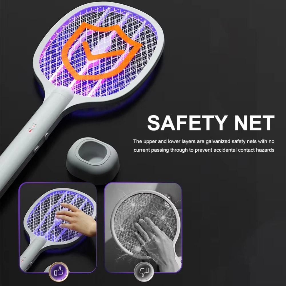 Safe 2 In 1 Bug Zapper Handheld Mosquito Trap Lamp Convenient Fly Swatter  Bedroom