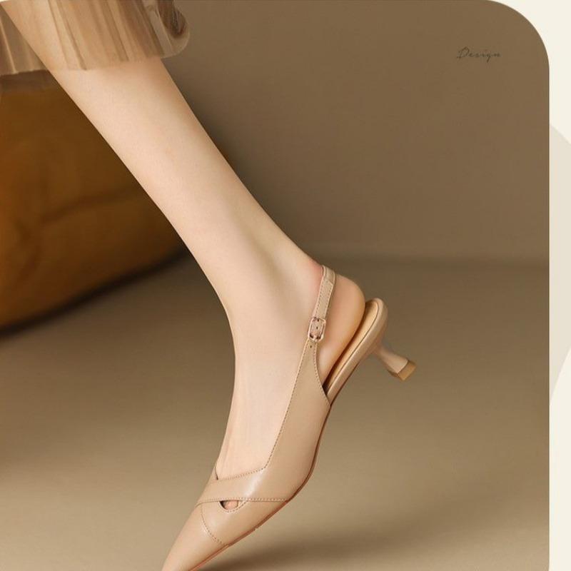 Summer New Solid Color Hollow Pointed Toe Breathable Casual Fashion High Heels New Elegant Comfortable Low Heel Sandals NO:713