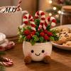 Festive Home Tabletop Decor Simulated Crochet Christmas Potted Decor, Knitted Mini Artificial Tree Flower Decorative Yarn Craft for Ornament,