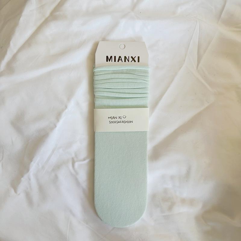

Summer Thin, Cold Socks for Women, Straight, Breathable, Puffy Socks, Solid Color, Striped, Rolled-up Mid-calf Socks, Versatile Women s Socks 1 pair светло-синий