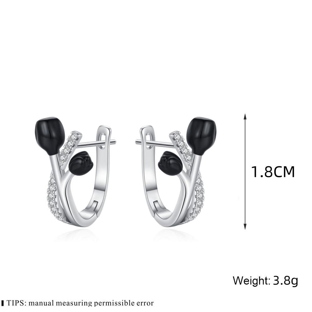 Black Awn New Classic Silver Color Round Trendy Spinel Engagement Hoop Earrings for Women Jewelry I181