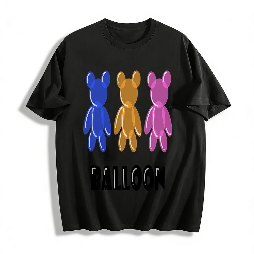 

Balloons Bear Print Casual Tops Unisex Loose Comfortable Versatile Daily T-shirts Pure cotton T-shirt XXS