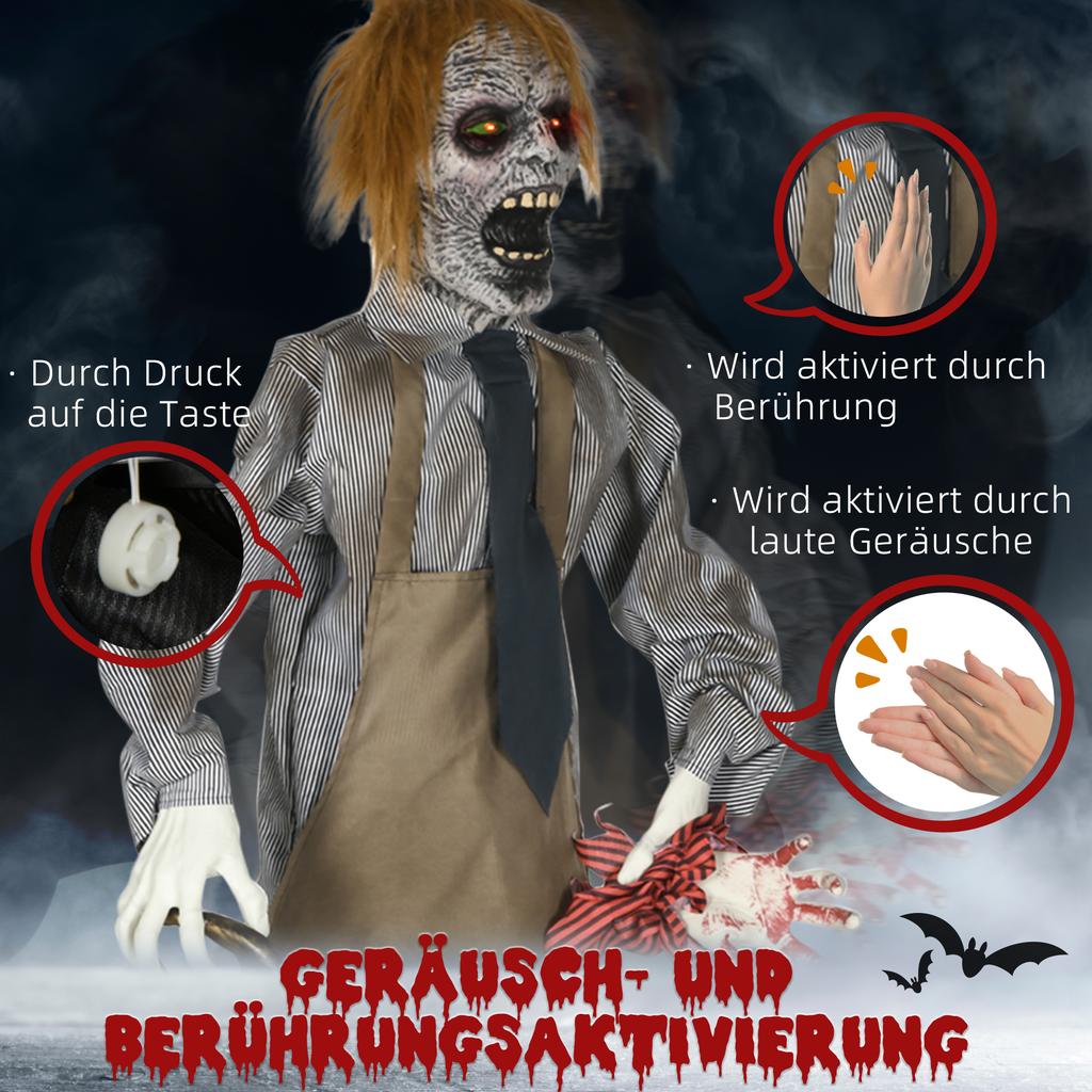 Dekoracja Halloweenowa, Zabójca z Piłą Łańcuchową, Ruchomy, Dźwięk Piły Łańcuchowej, Automatyczny Włącznik, 1,70 m