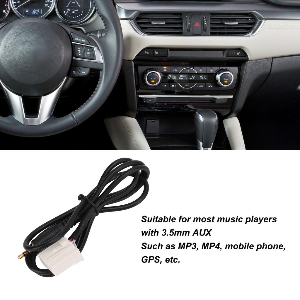 1m Long AUX Audio Input Adapter 3.5mm Clear Sound Black Replacement for Mazda 2 3 5 6 MX5 RX8 Music Player