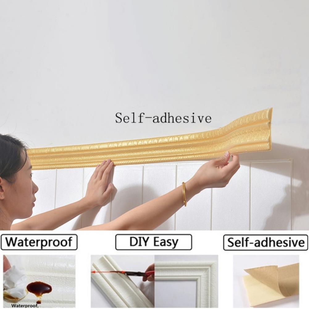 8*230cm 3D Pěnové Samolepky na Zeď Vodotěsné Samolepicí Okrajová Tapetová Lišta Nástěnná Dekorace Odnímatelná Samolepka
