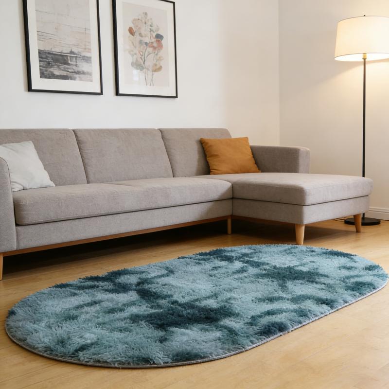 Rainbow Plush Carpet Oval Fluffy Rug For Girl Bedroom Long Pile Soft Beside Mat Large Area Rug Living Room Shaggy Kids Playroom Mat