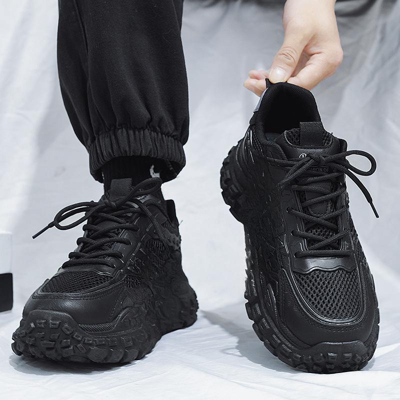 Men's shoes spring and autumn new breathable mesh men's trend versatile thick-soled non-slip casual shoes dad trendy shoes