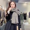 Soft waxy and thick plaid imitation cashmere scarf for women, warm fringed shawl in winter, couple scarf tide