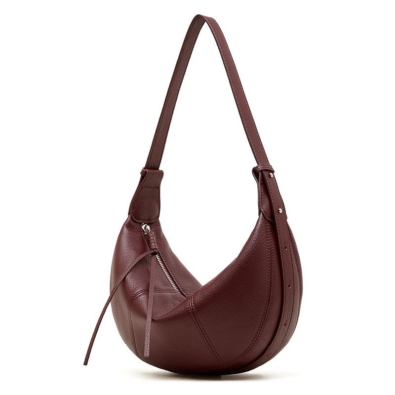 Croissant Crossbody Dumpling Bag, Genuine Leather Off-the-shoulder Soft Leather Women's Bag