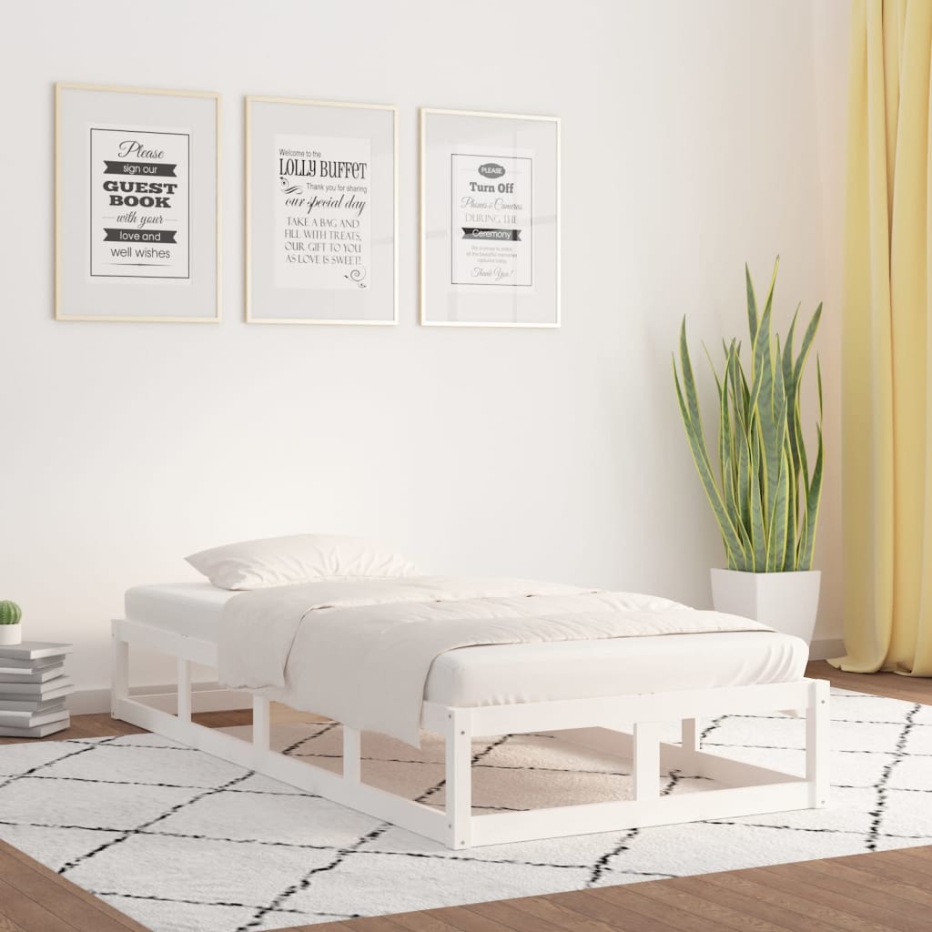 Solid Wood Bed White 90 x 200 cm