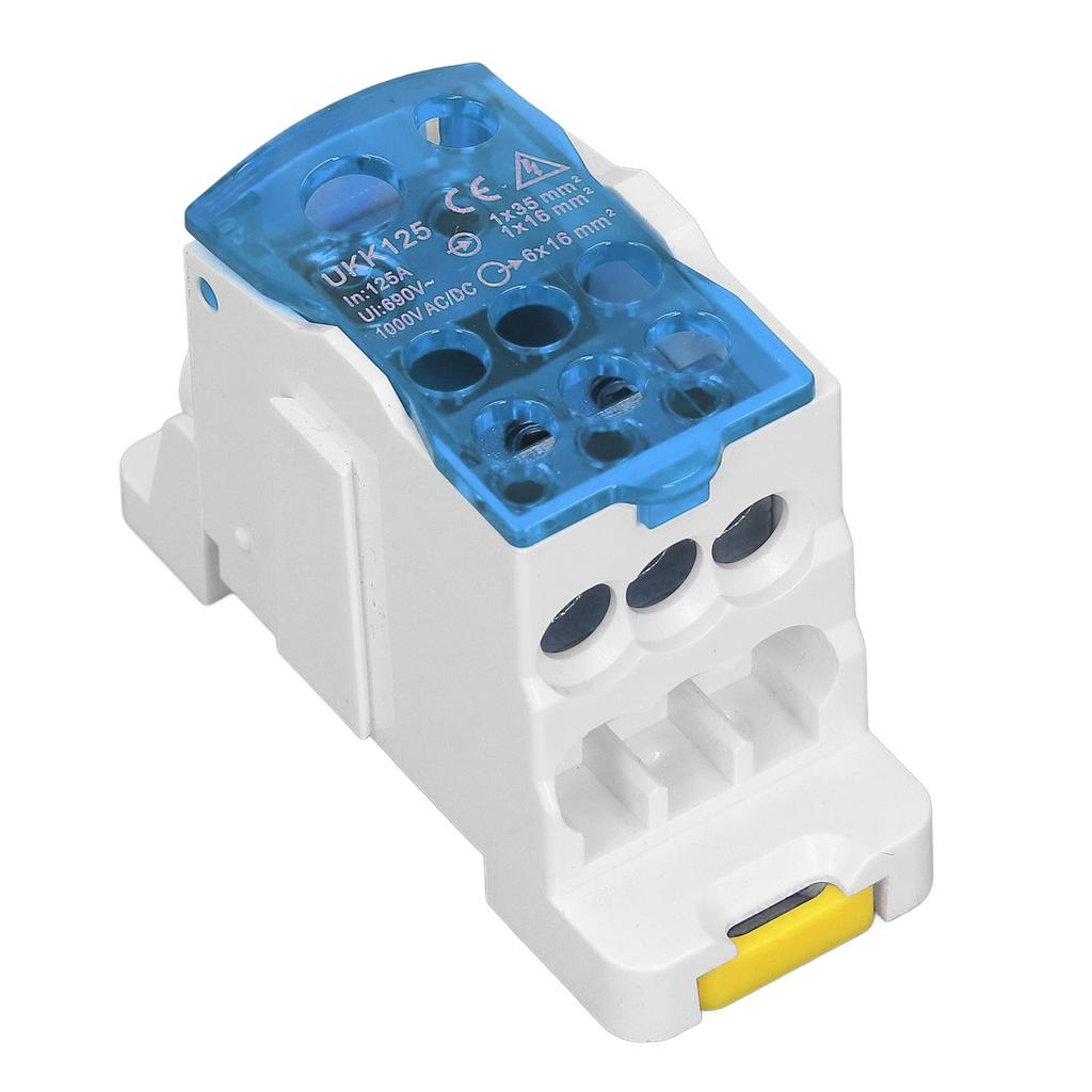 DIN Rail Distribution Box Universal Electric Terminal Block Power Wire Connector Junction Box 690V 125A Blue